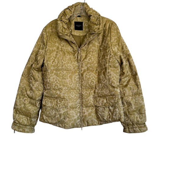 Max Mara Weekend Puffer Jacket Coat Green Floral Jacquard Print Size US 10 - Picture 1 of 14